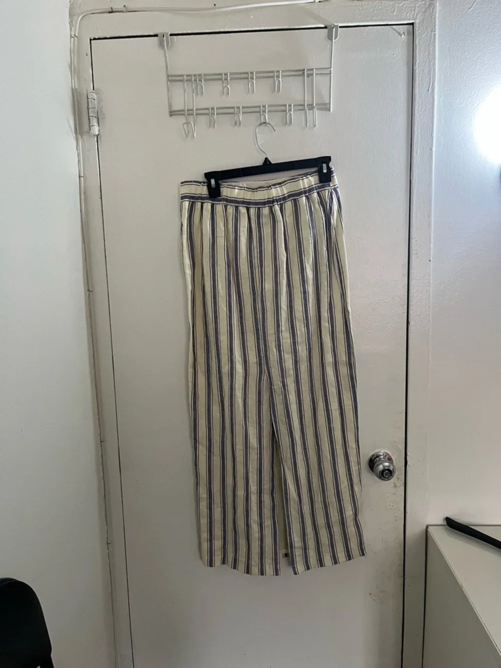 Mango Cream Maxi Skirt with Navy Vertical Stripes - Picture 2 of 9